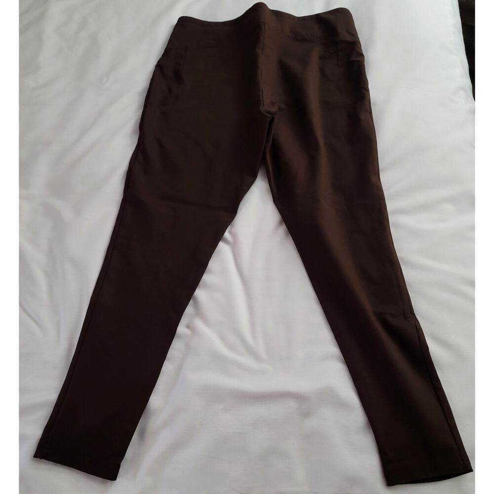 Zac & Rachel Ladies Pants L Dark Brown Stretch Casual Dress 28" Inseam 32" Waist
